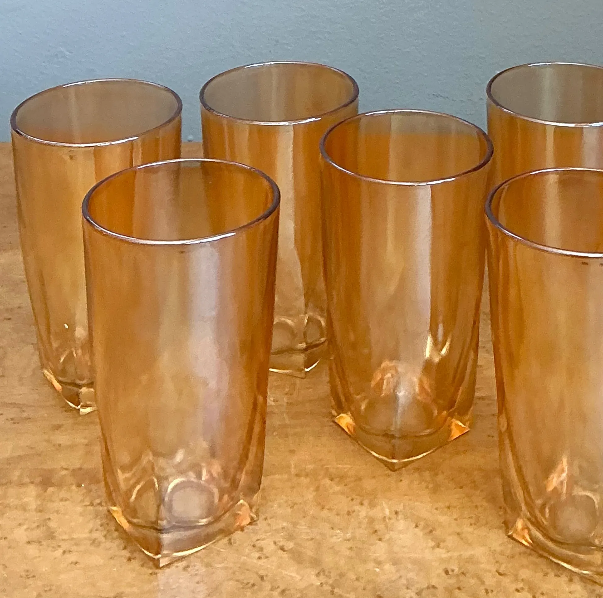 Vintage Amber Glass Tumblers - Set of 6 — additional photo 4