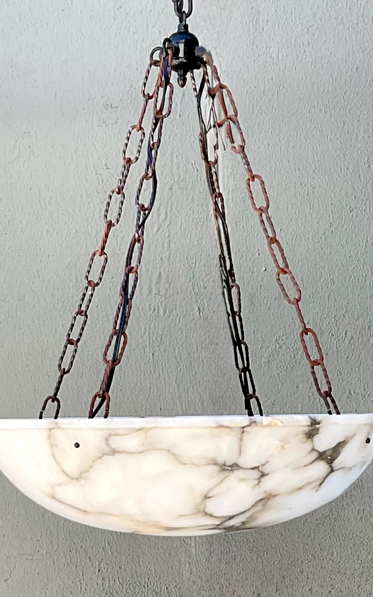 Vintage Alabaster Bowl Pendant Light — additional photo 4