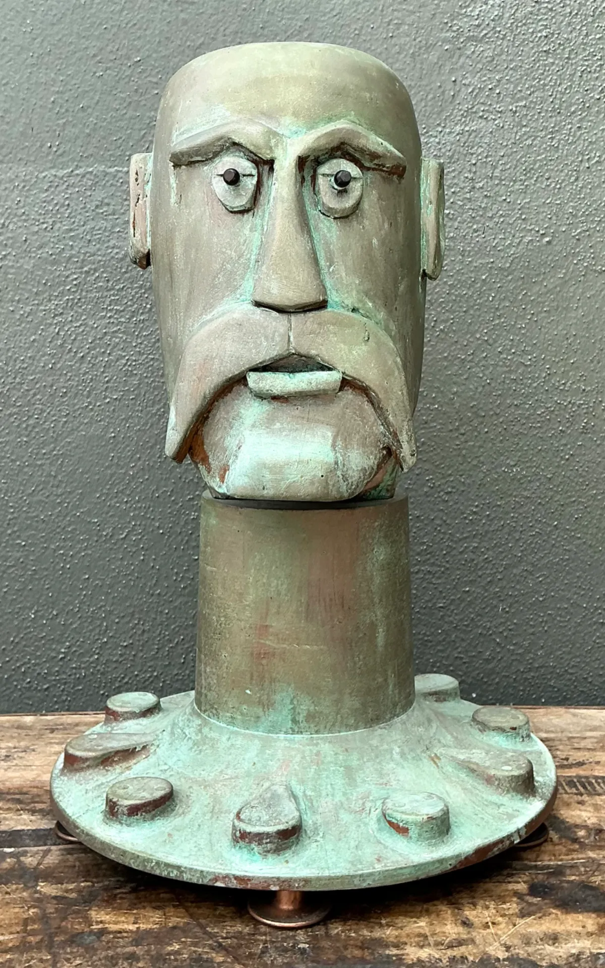 Vintage Steampunk Patinated Resin Bust Of Man — additional photo 4