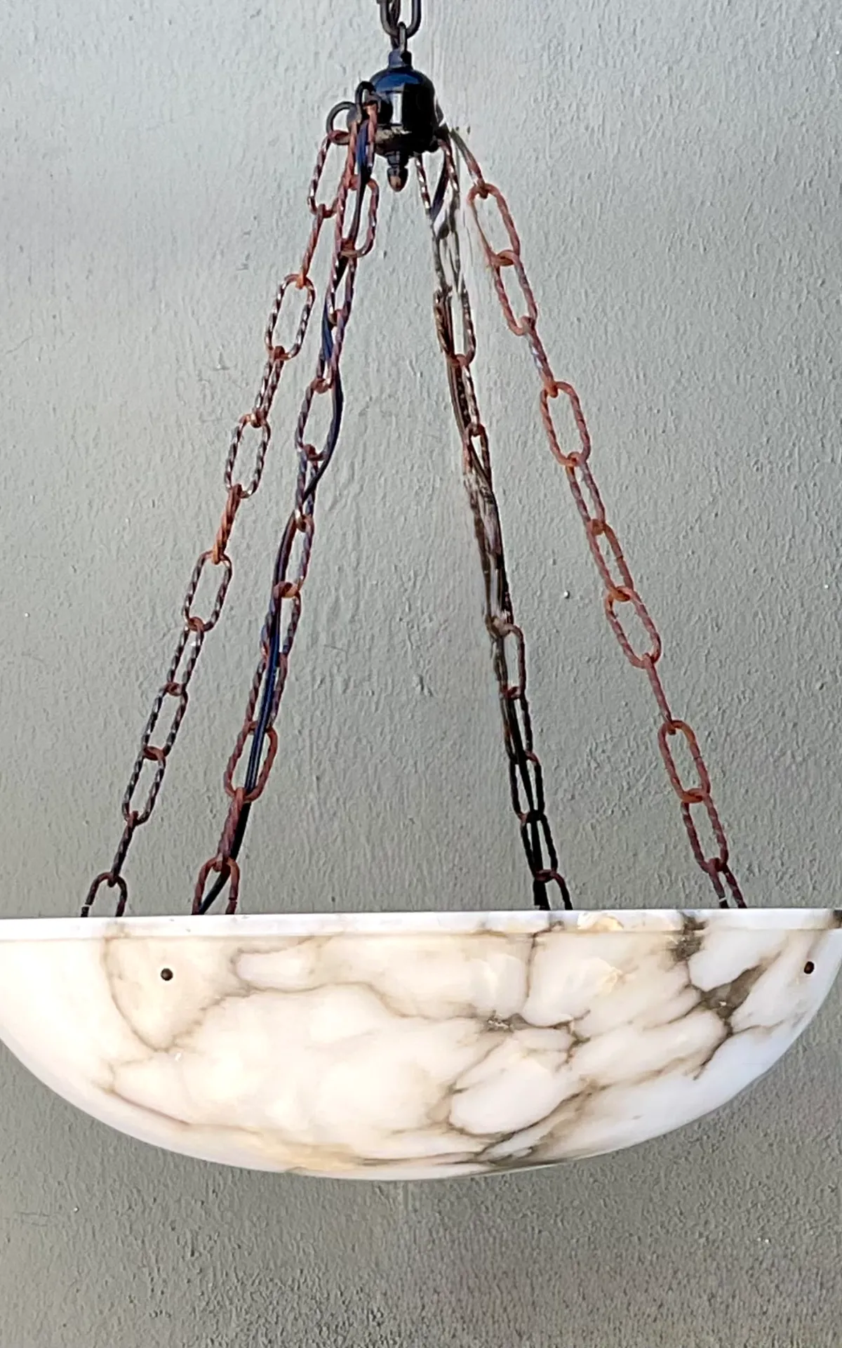 Vintage Alabaster Bowl Pendant Light — additional photo 2