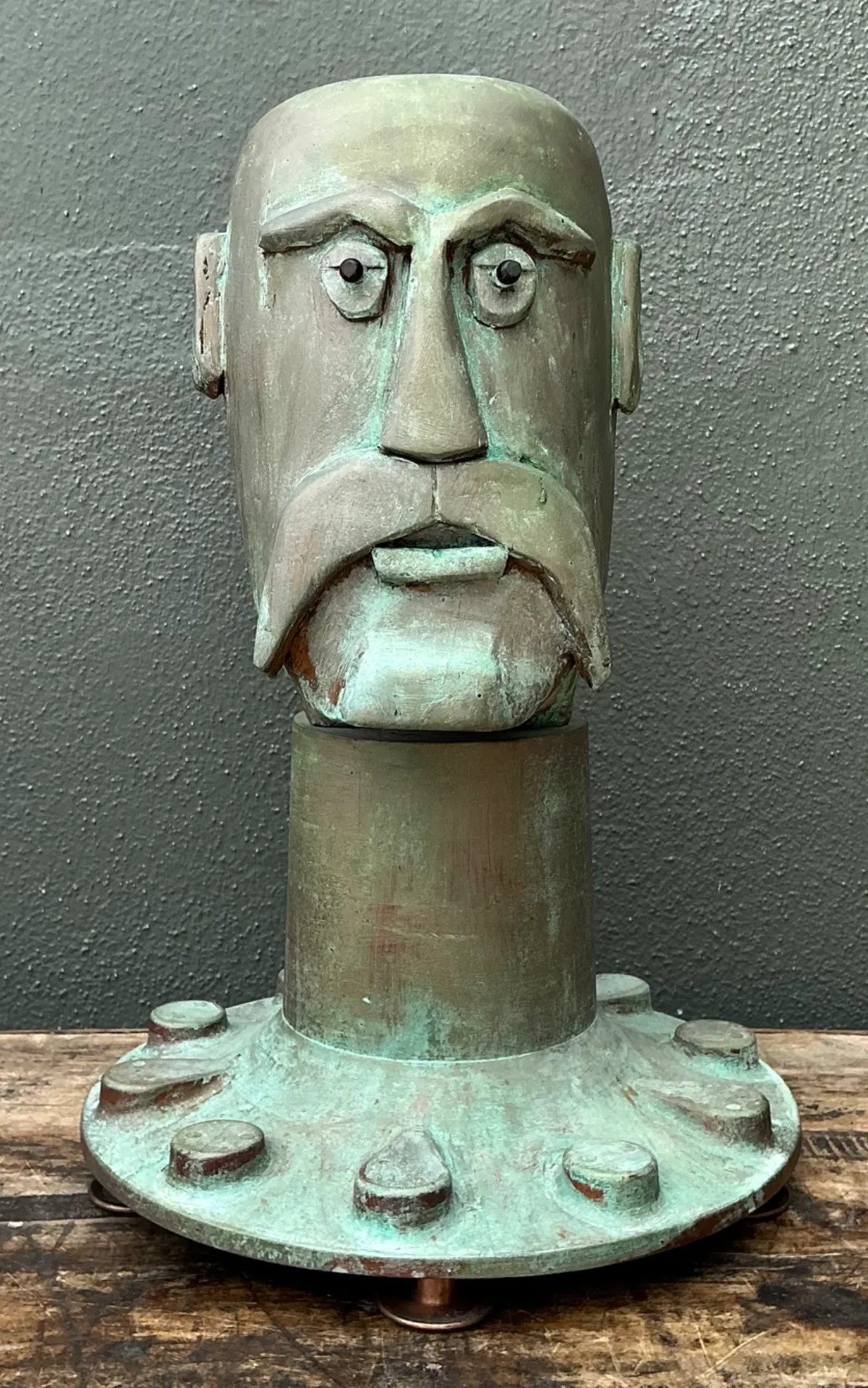 Vintage Steampunk Patinated Resin Bust Of Man — additional photo 7