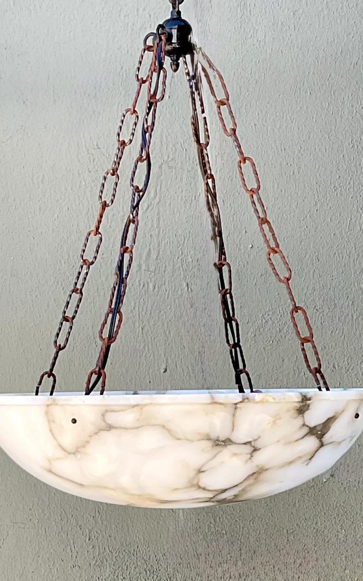 Vintage Alabaster Bowl Pendant Light — additional photo 6