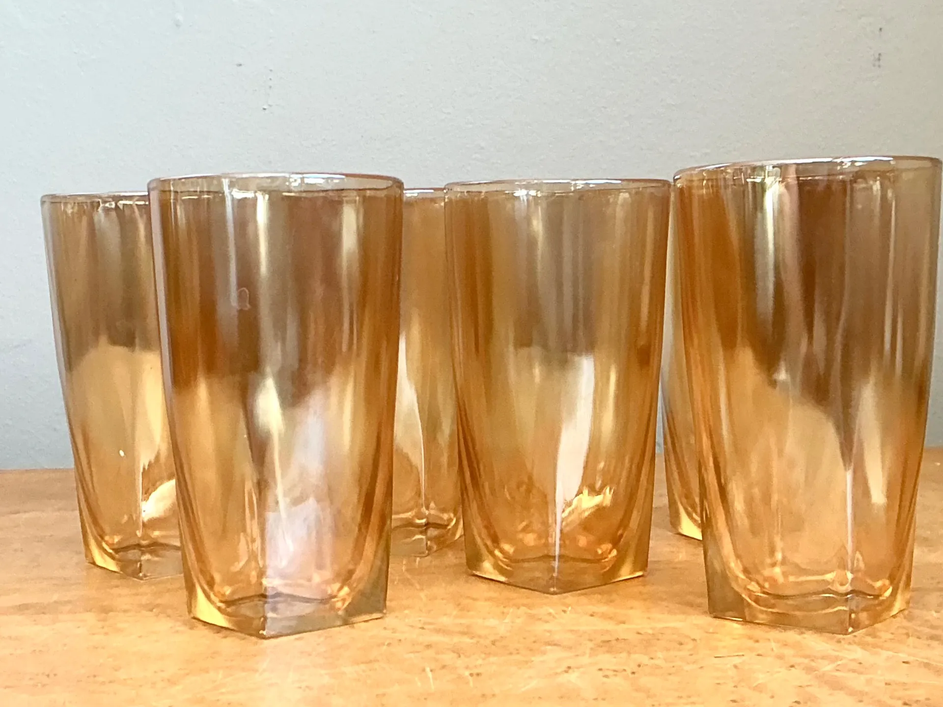 Vintage Amber Glass Tumblers - Set of 6 — additional photo 8