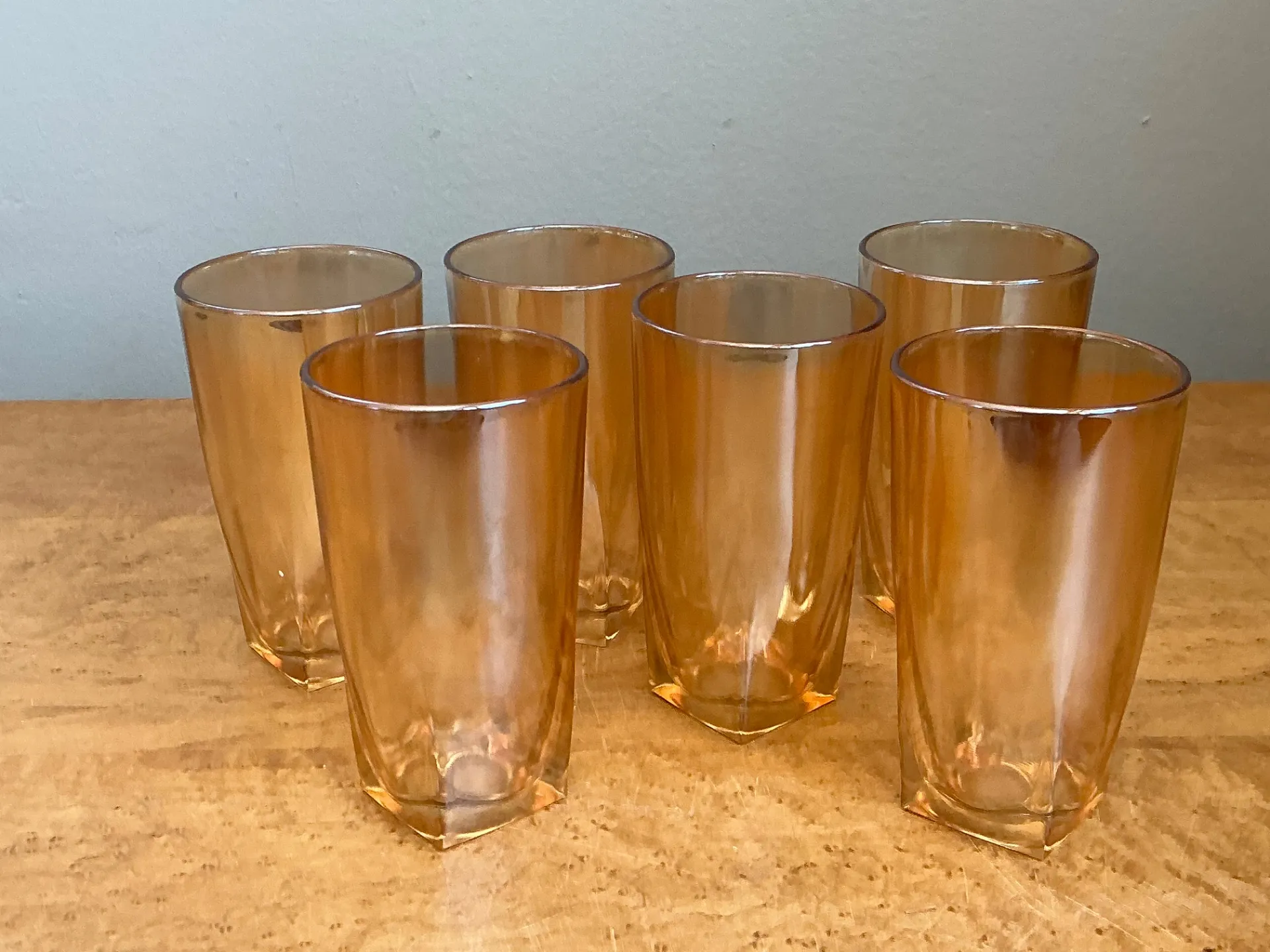 Vintage Amber Glass Tumblers - Set of 6 — additional photo 1