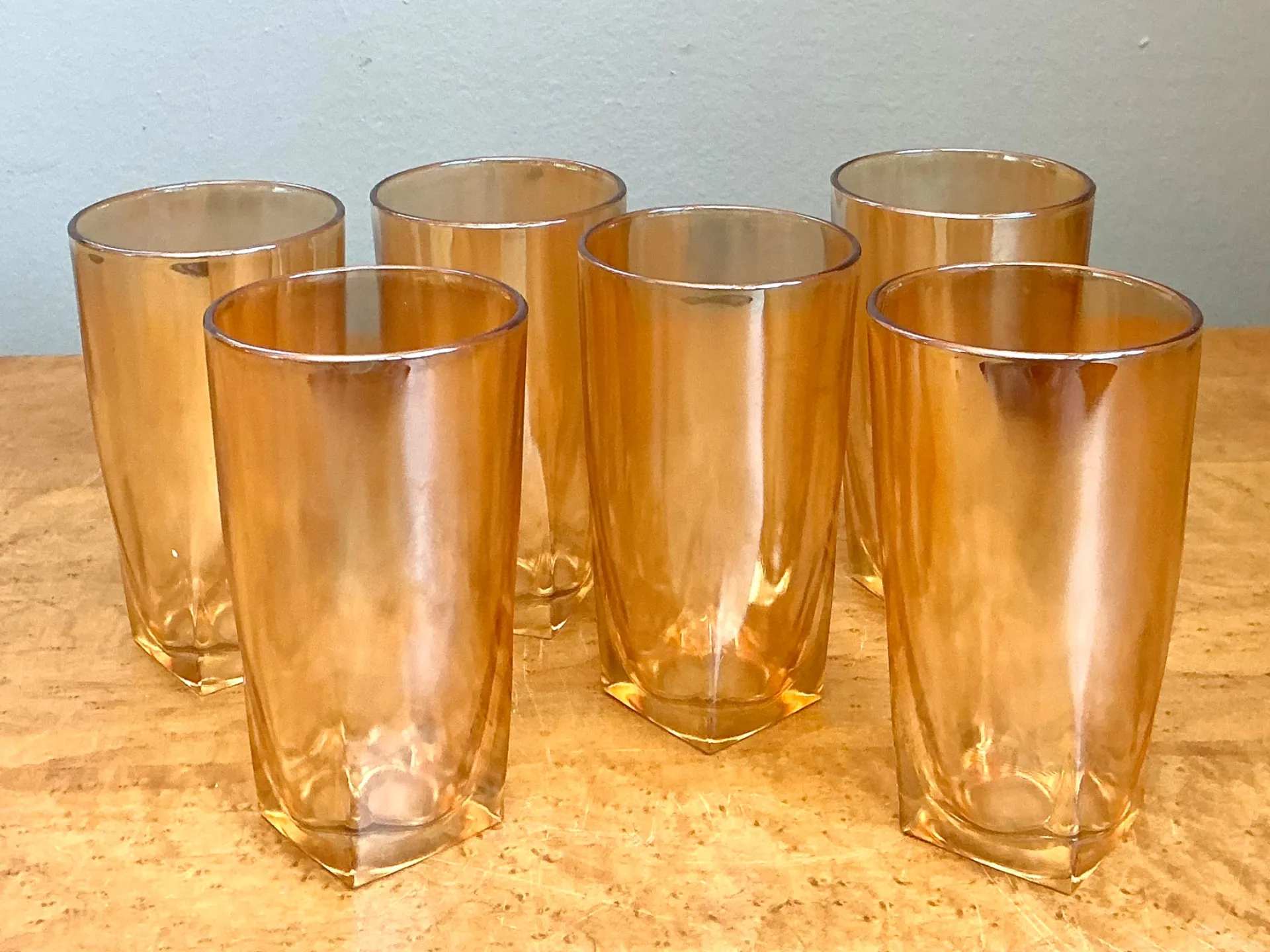 Vintage Amber Glass Tumblers - Set of 6 — additional photo 3
