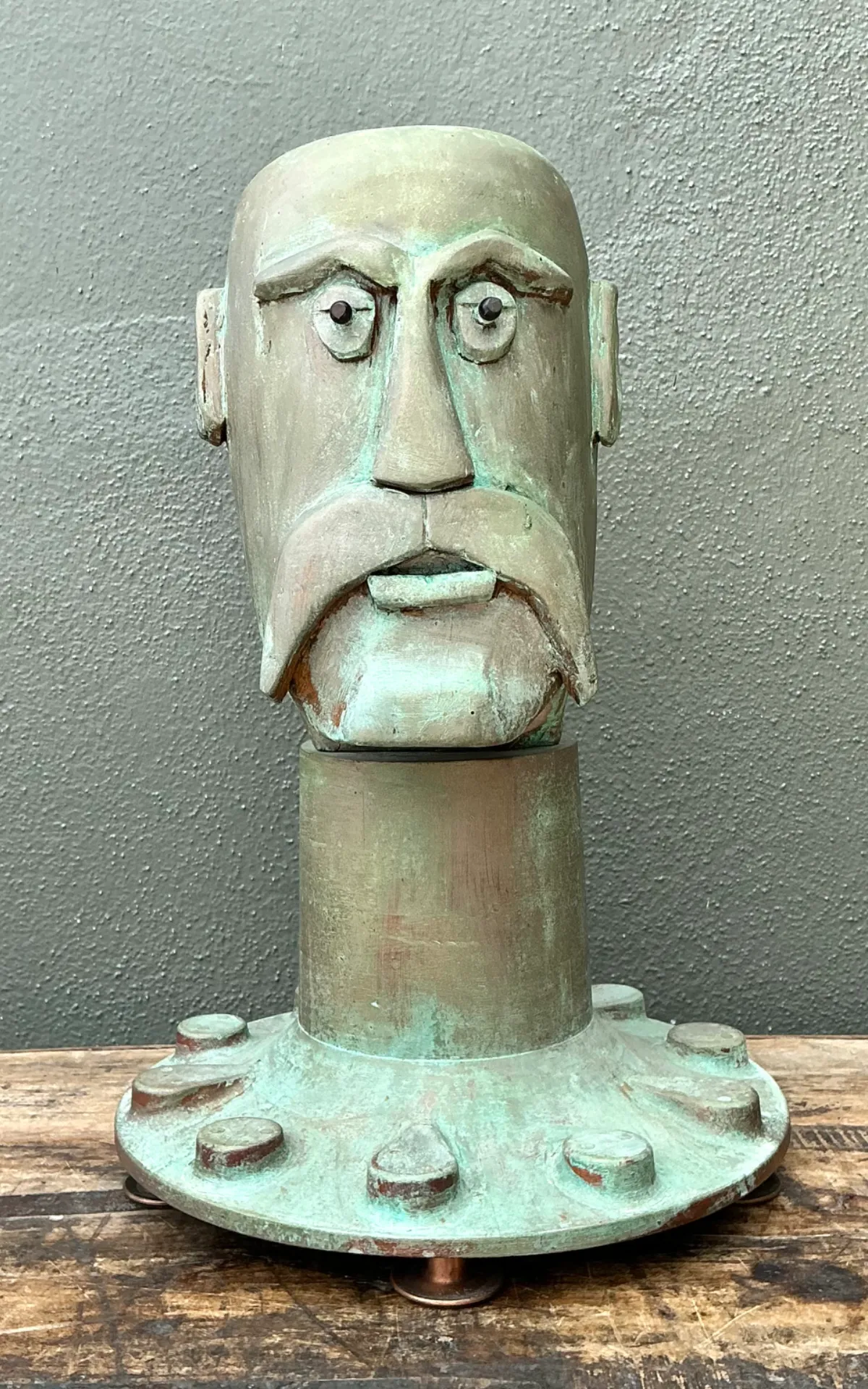 Vintage Steampunk Patinated Resin Bust Of Man — additional photo 2