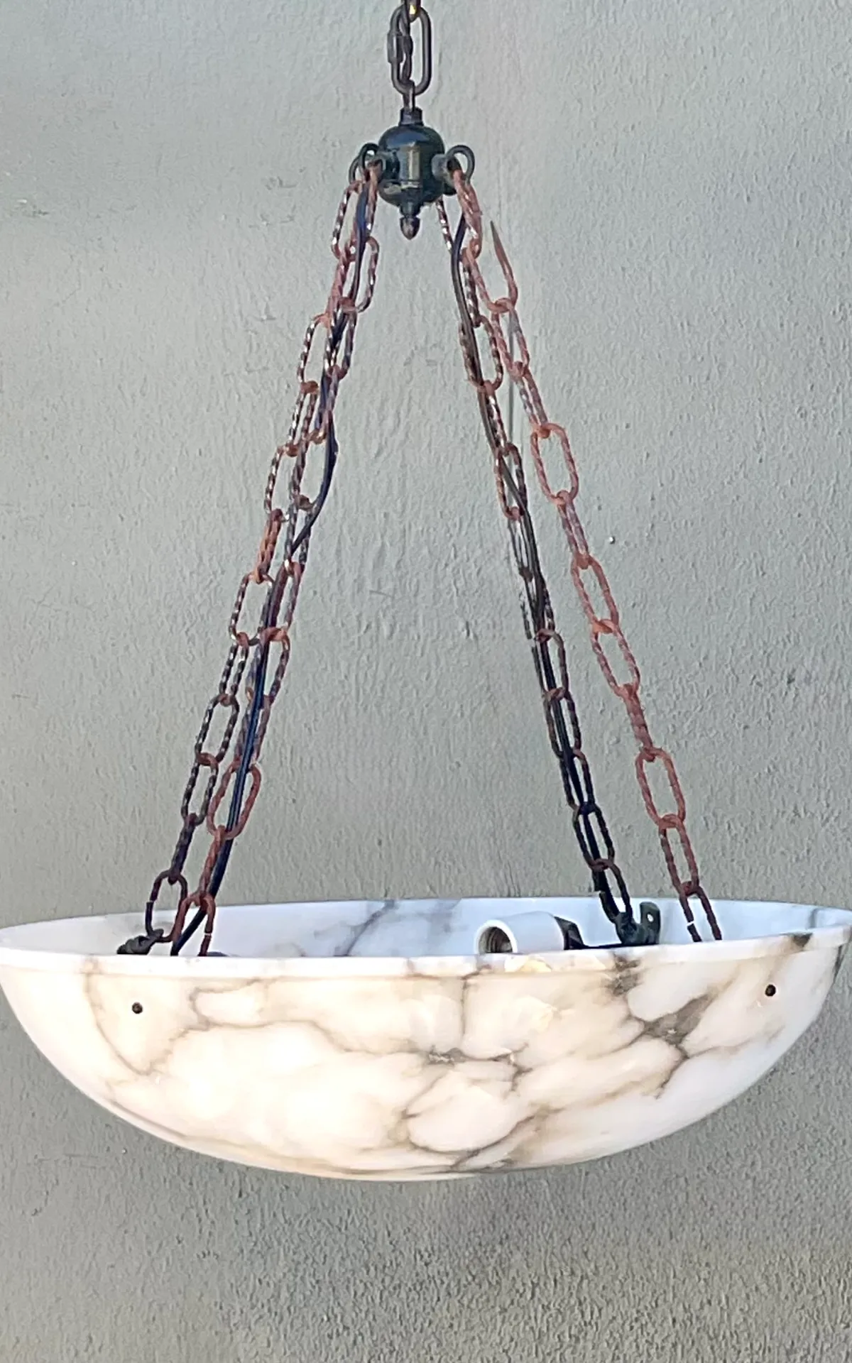 Vintage Alabaster Bowl Pendant Light — additional photo 5