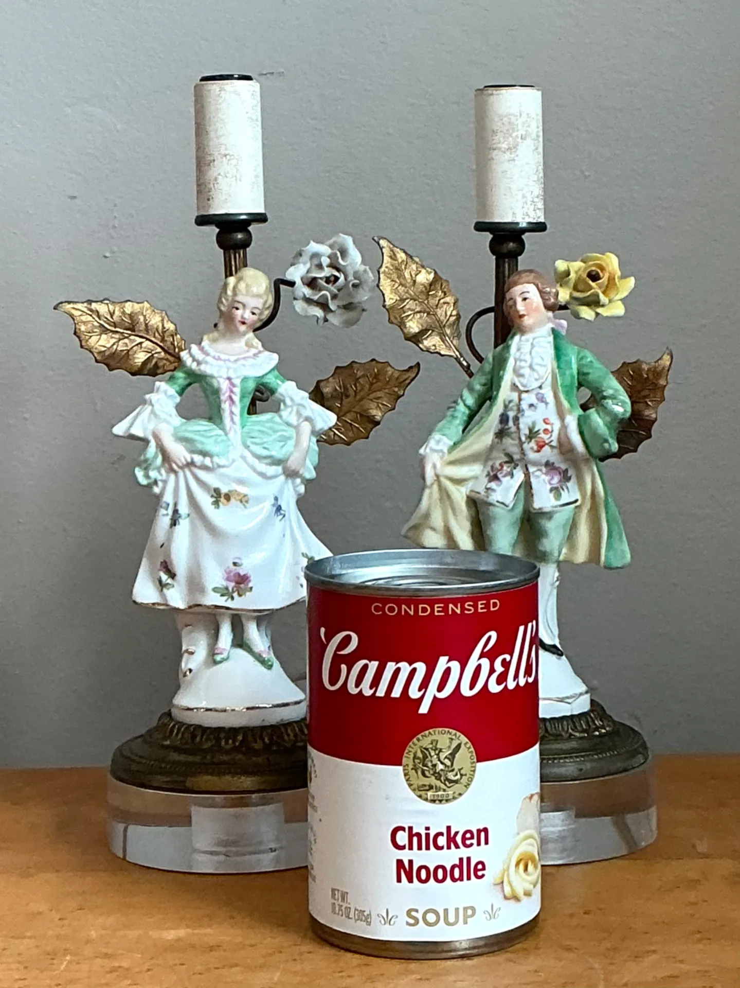 Vintage Lucite Base Porcelain Figurine Lamps — additional photo 6
