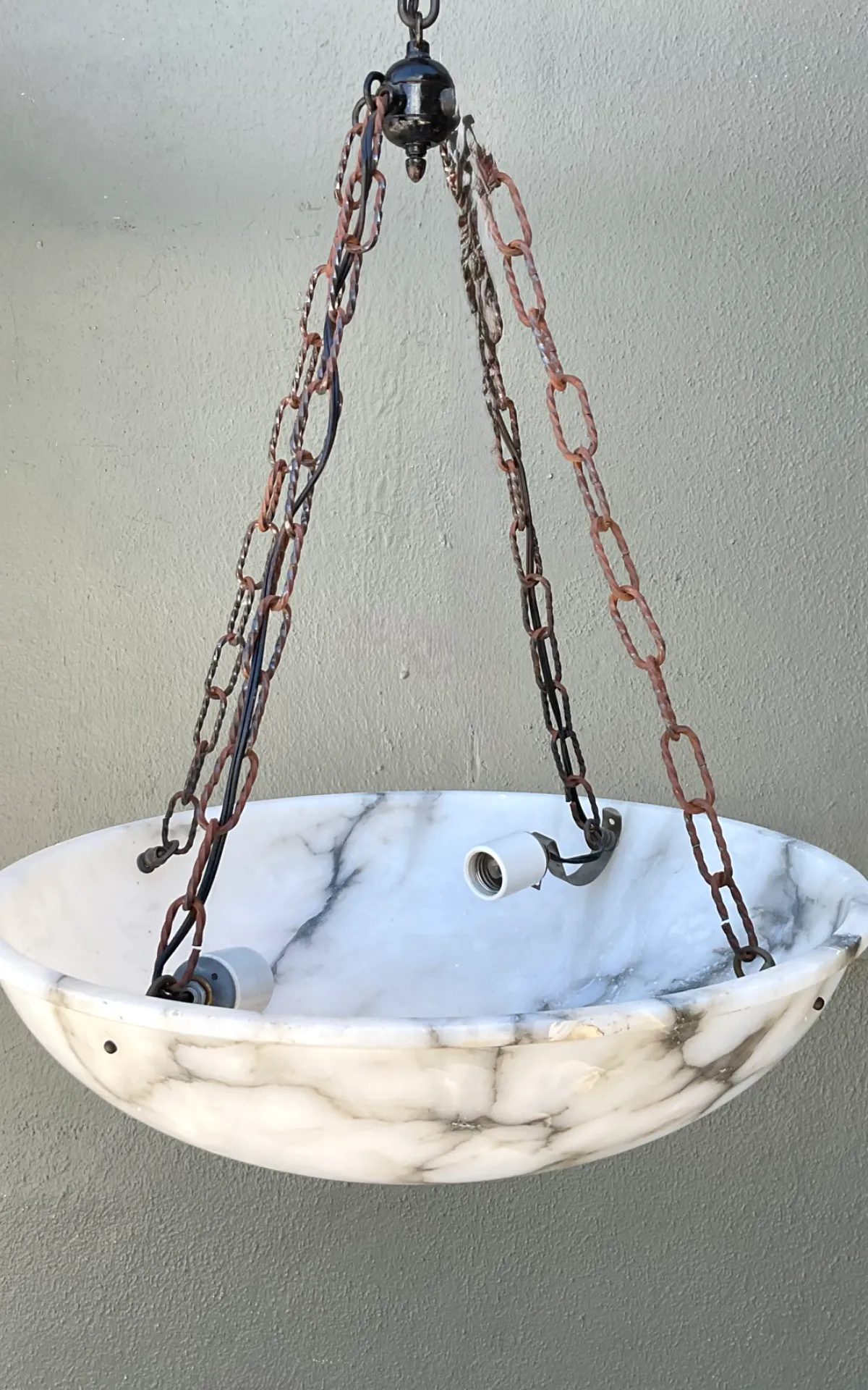 Vintage Alabaster Bowl Pendant Light — additional photo 7