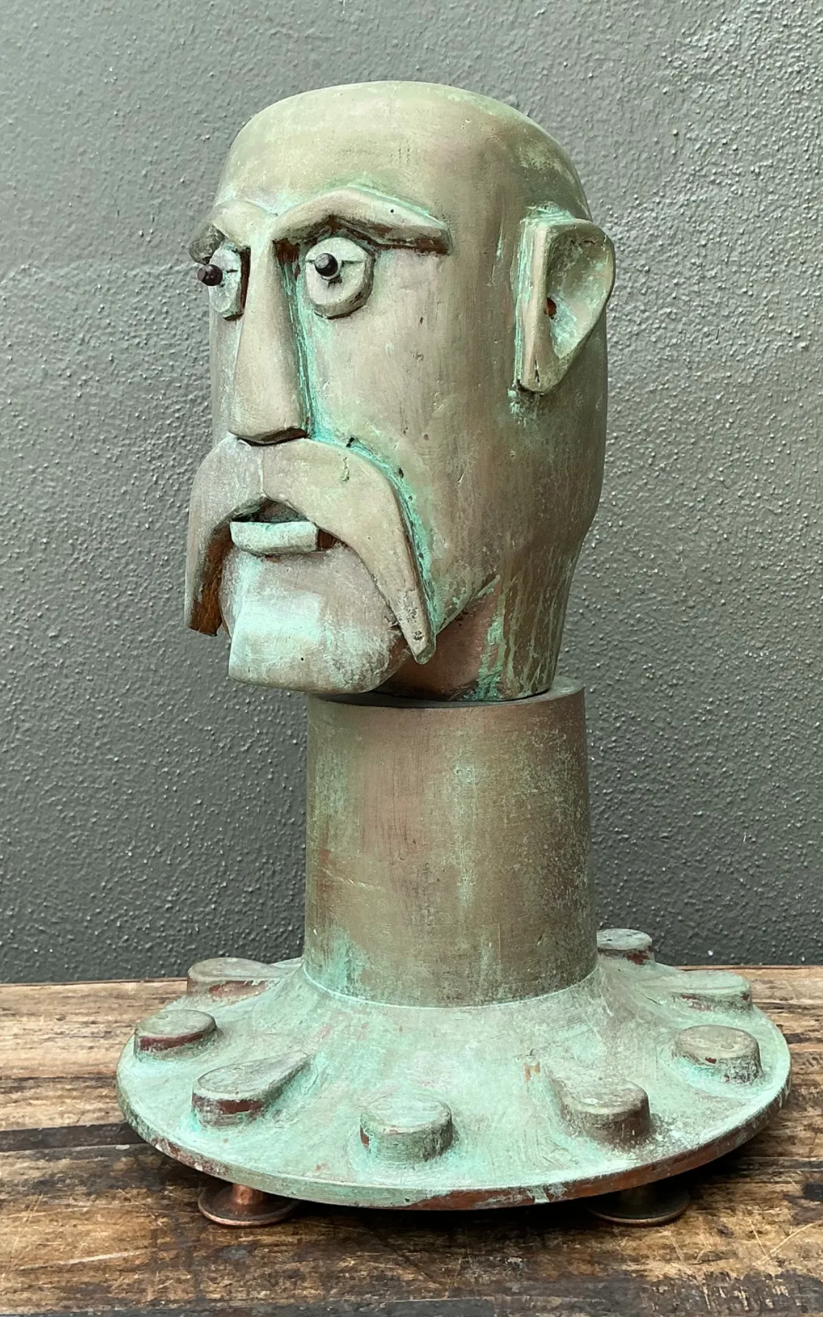 Vintage Steampunk Patinated Resin Bust Of Man — additional photo 6