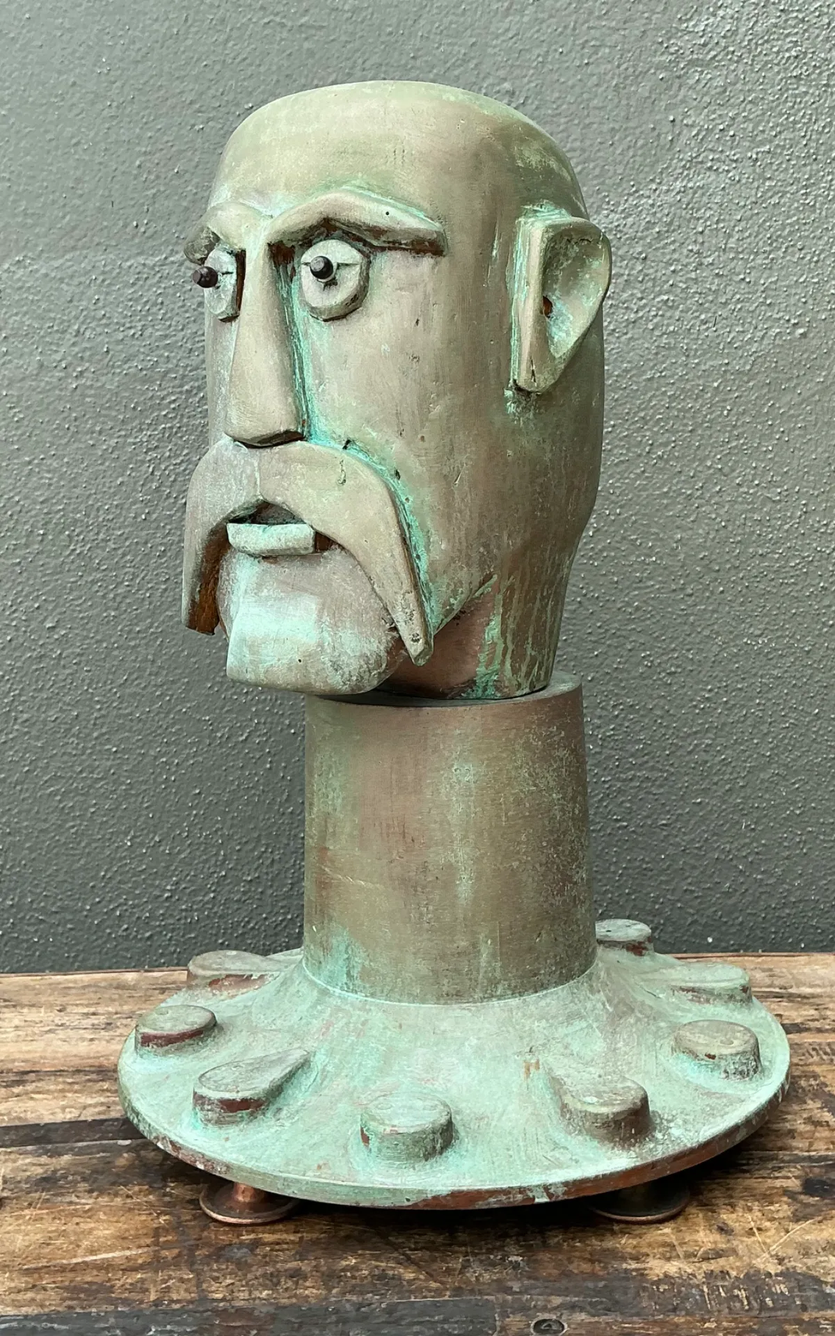 Vintage Steampunk Patinated Resin Bust Of Man — additional photo 3
