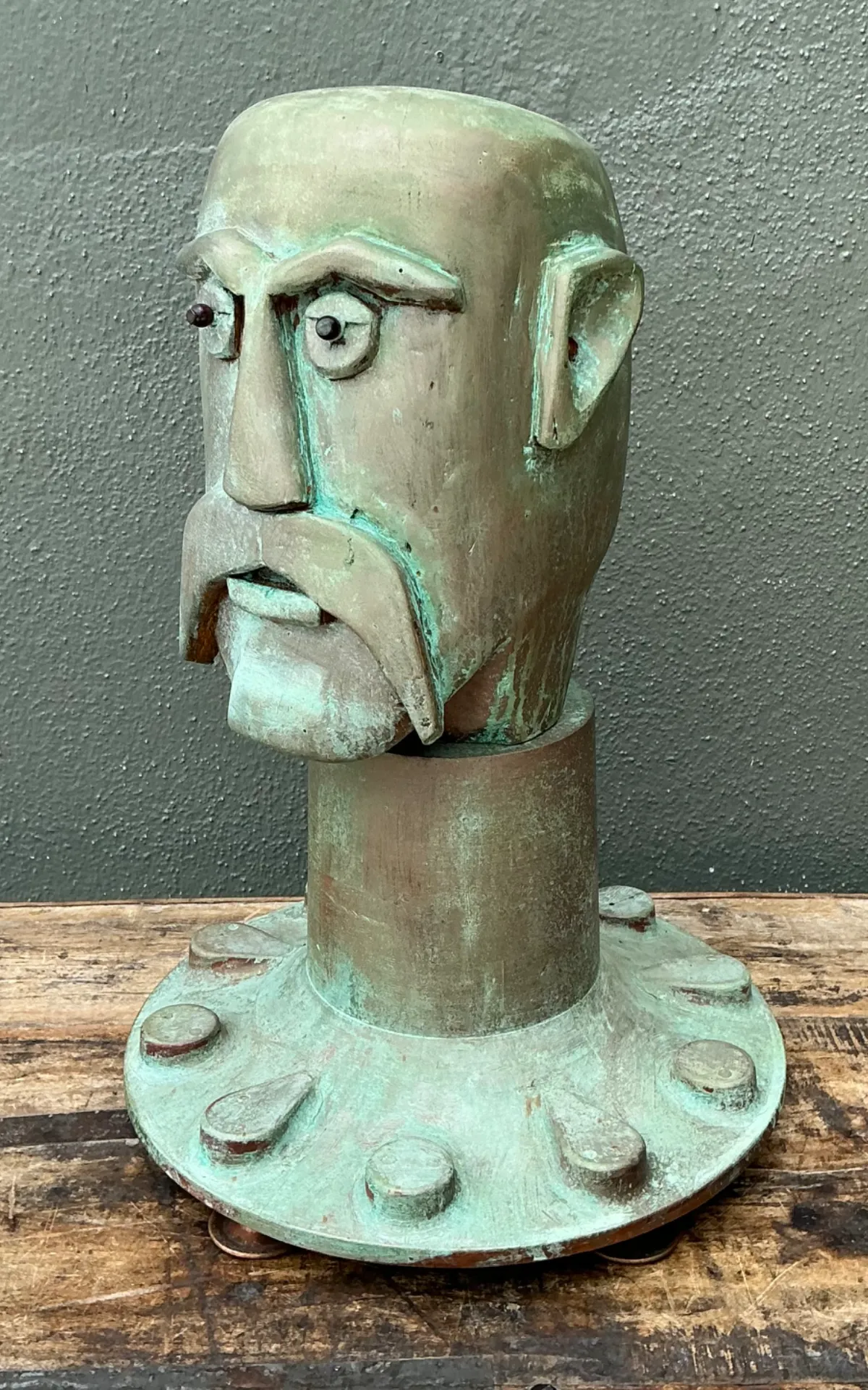 Vintage Steampunk Patinated Resin Bust Of Man — additional photo 1