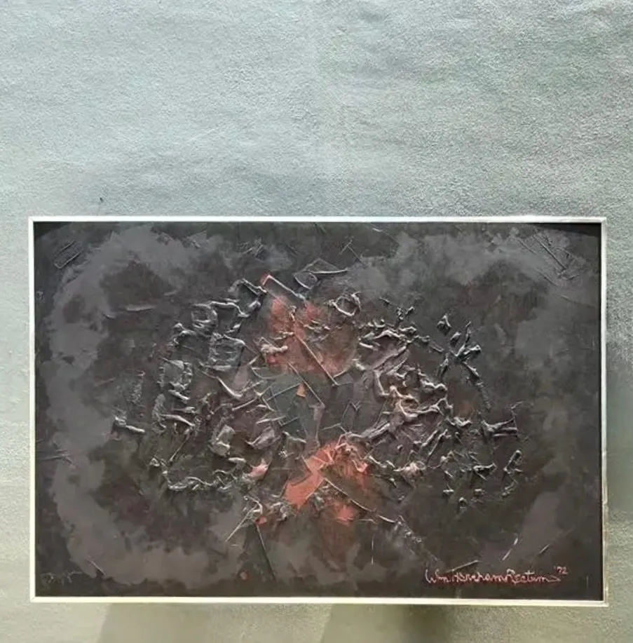 Vintage Monumental 1972 Abstract Textured Painting by William Hertrich — additional photo 8