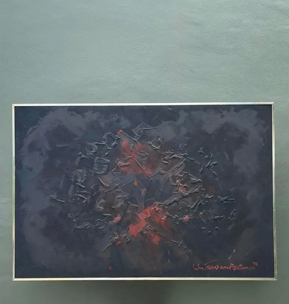 Vintage Monumental 1972 Abstract Textured Painting by William Hertrich — additional photo 1