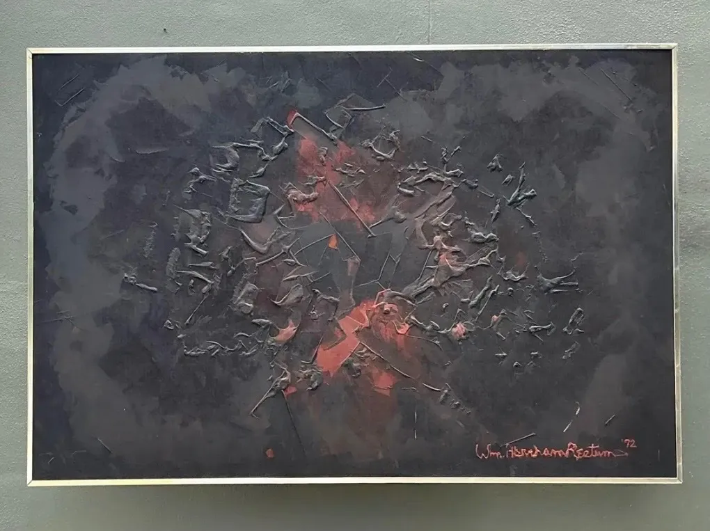 Vintage Monumental 1972 Abstract Textured Painting by William Hertrich — additional photo 6