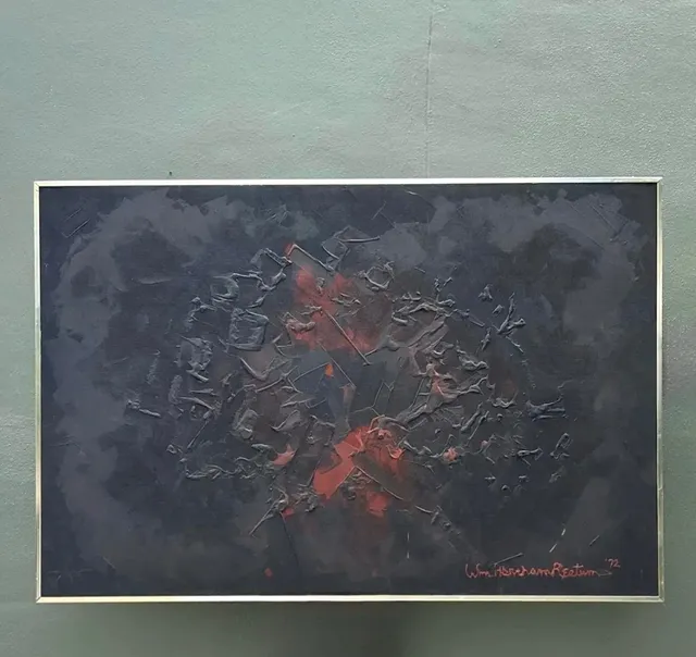 Vintage Monumental 1972 Abstract Textured Painting by William Hertrich — additional photo 4