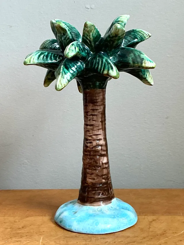 Vintage Ceramic Palm Tree Candlestick — additional photo 1