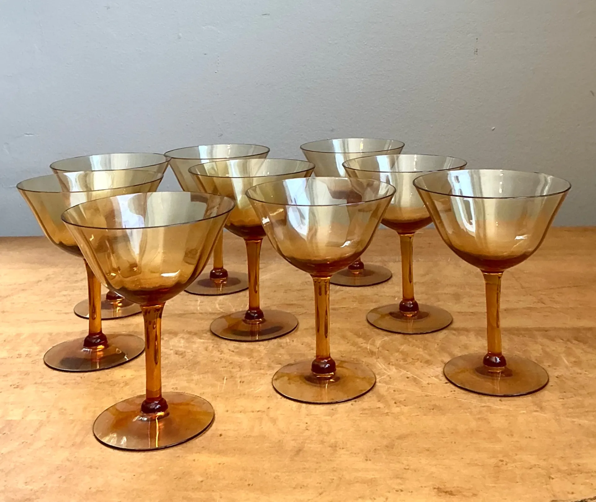 Vintage Amber Glass Coupes - Set of 9 — additional photo 6