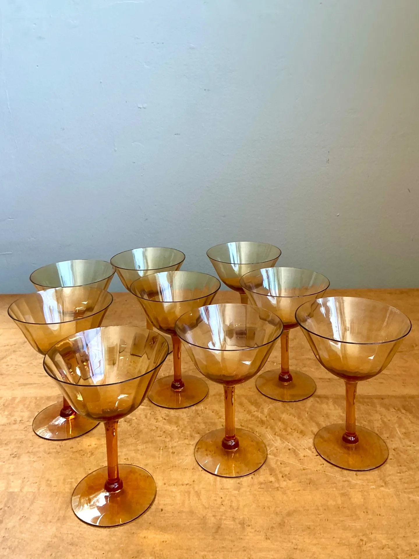 Vintage Amber Glass Coupes - Set of 9 — additional photo 4