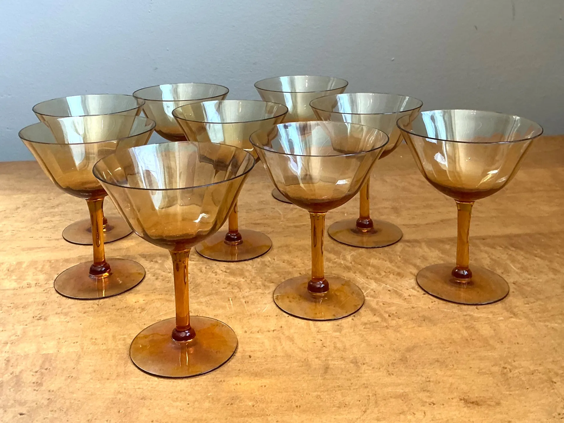 Vintage Amber Glass Coupes - Set of 9 — additional photo 2