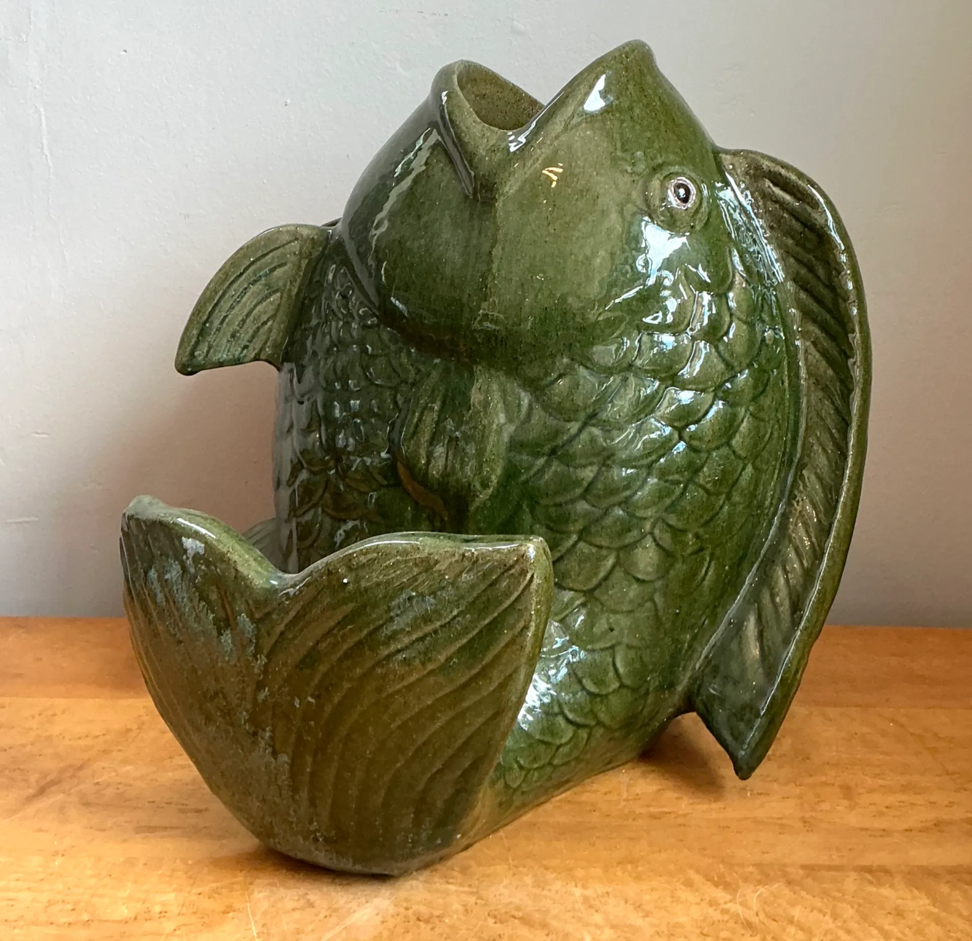 Vintage Sculptural Fish Ceramic Floor Vase — additional photo 8