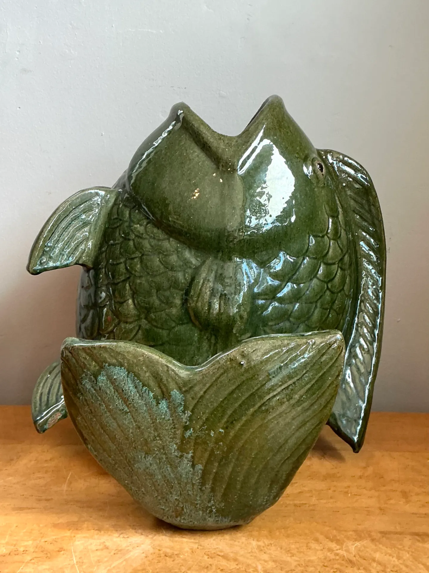 Vintage Sculptural Fish Ceramic Floor Vase — additional photo 7