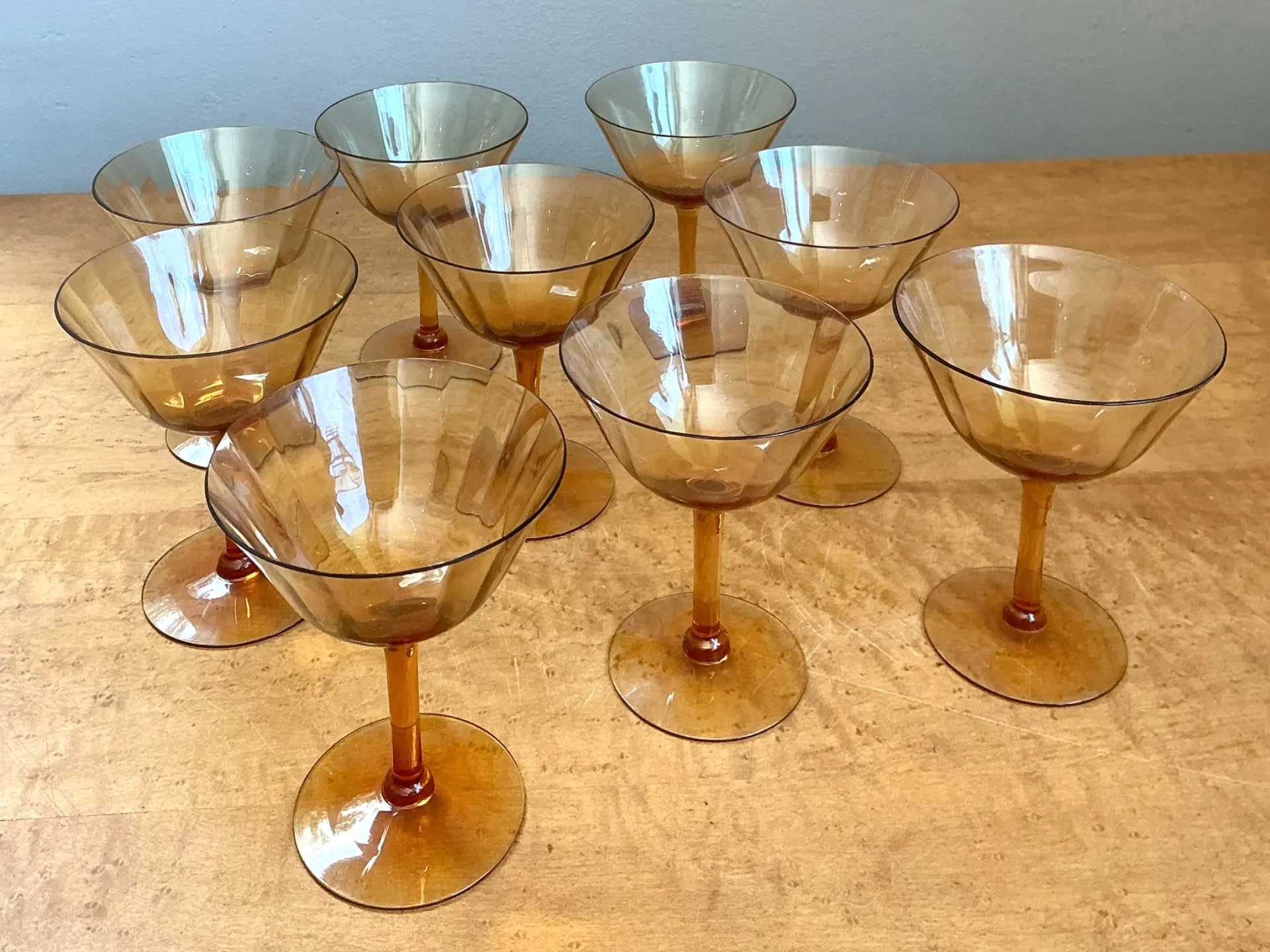 Vintage Amber Glass Coupes - Set of 9 — additional photo 7