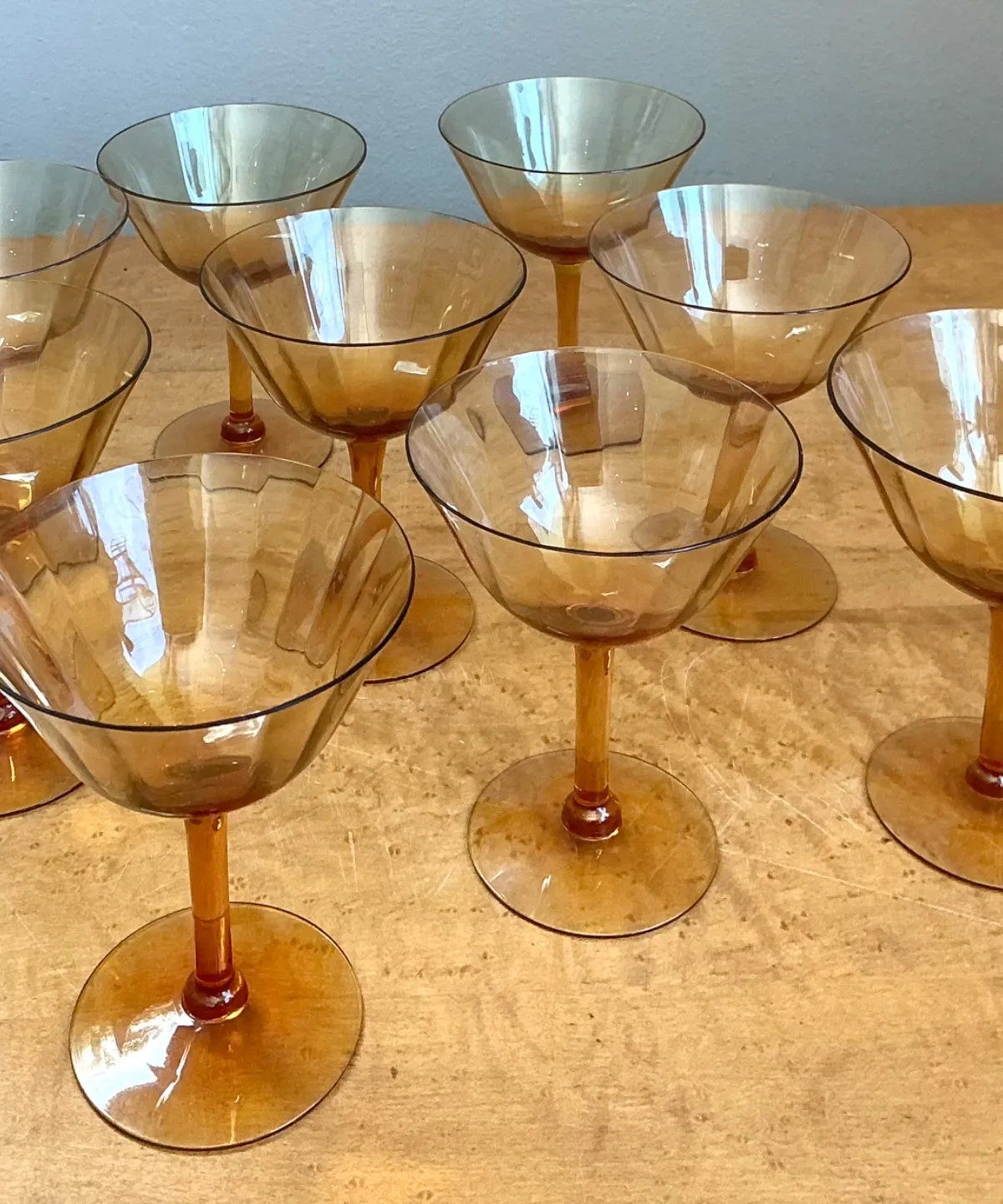 Vintage Amber Glass Coupes - Set of 9 — additional photo 7