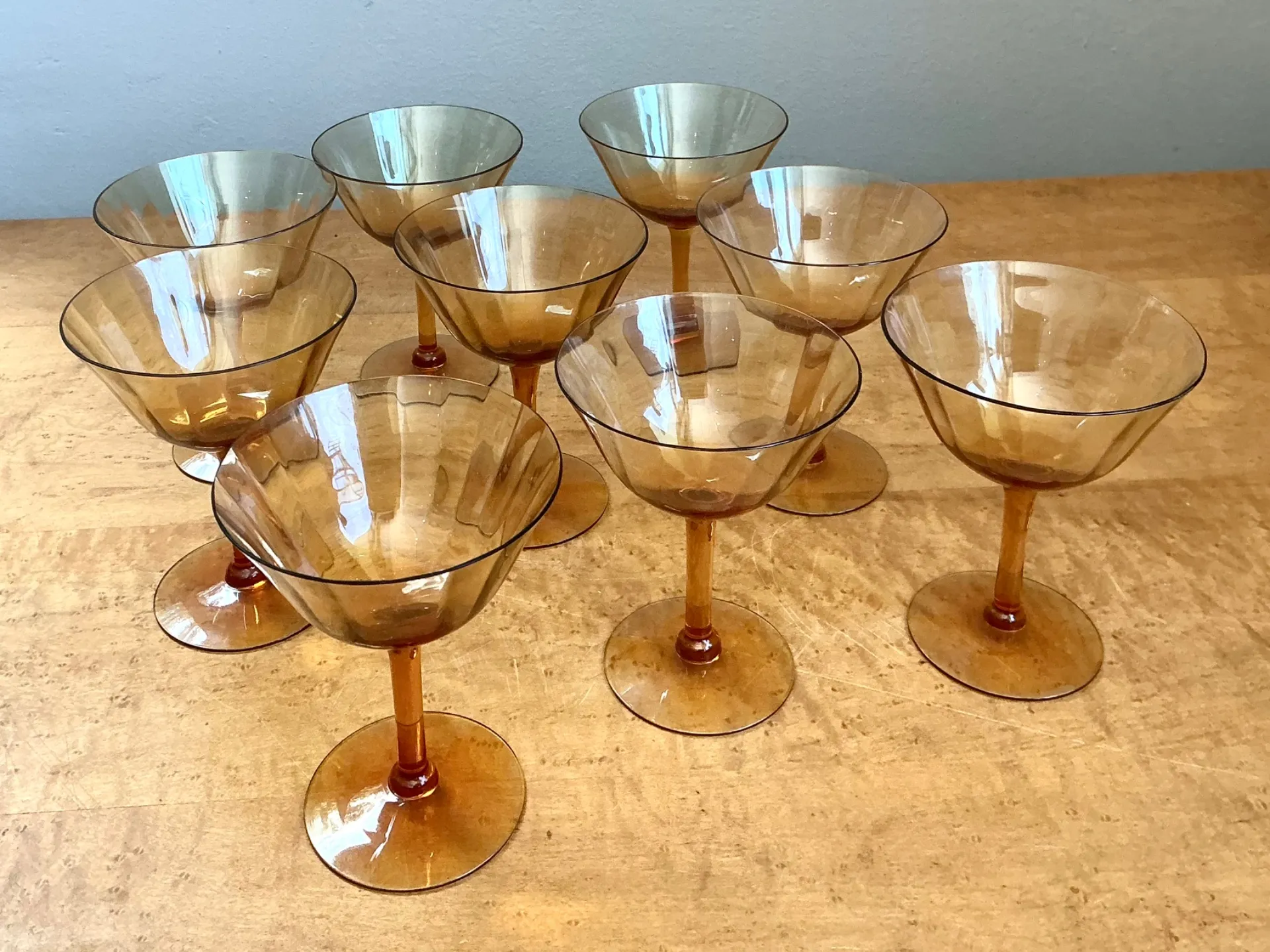 Vintage Amber Glass Coupes - Set of 9 — additional photo 5