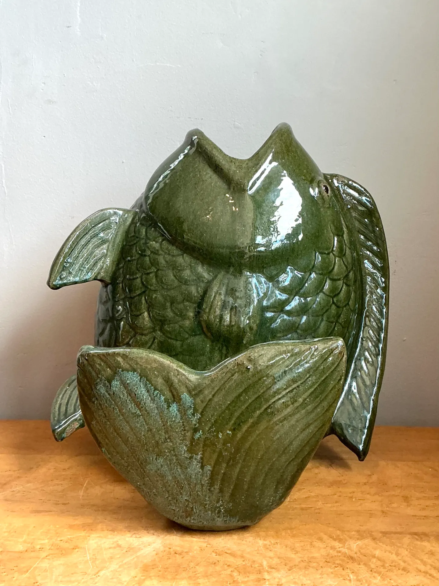 Vintage Sculptural Fish Ceramic Floor Vase — additional photo 2