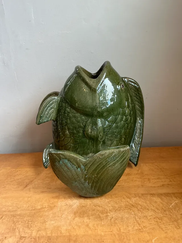 Vintage Sculptural Fish Ceramic Floor Vase — additional photo 1