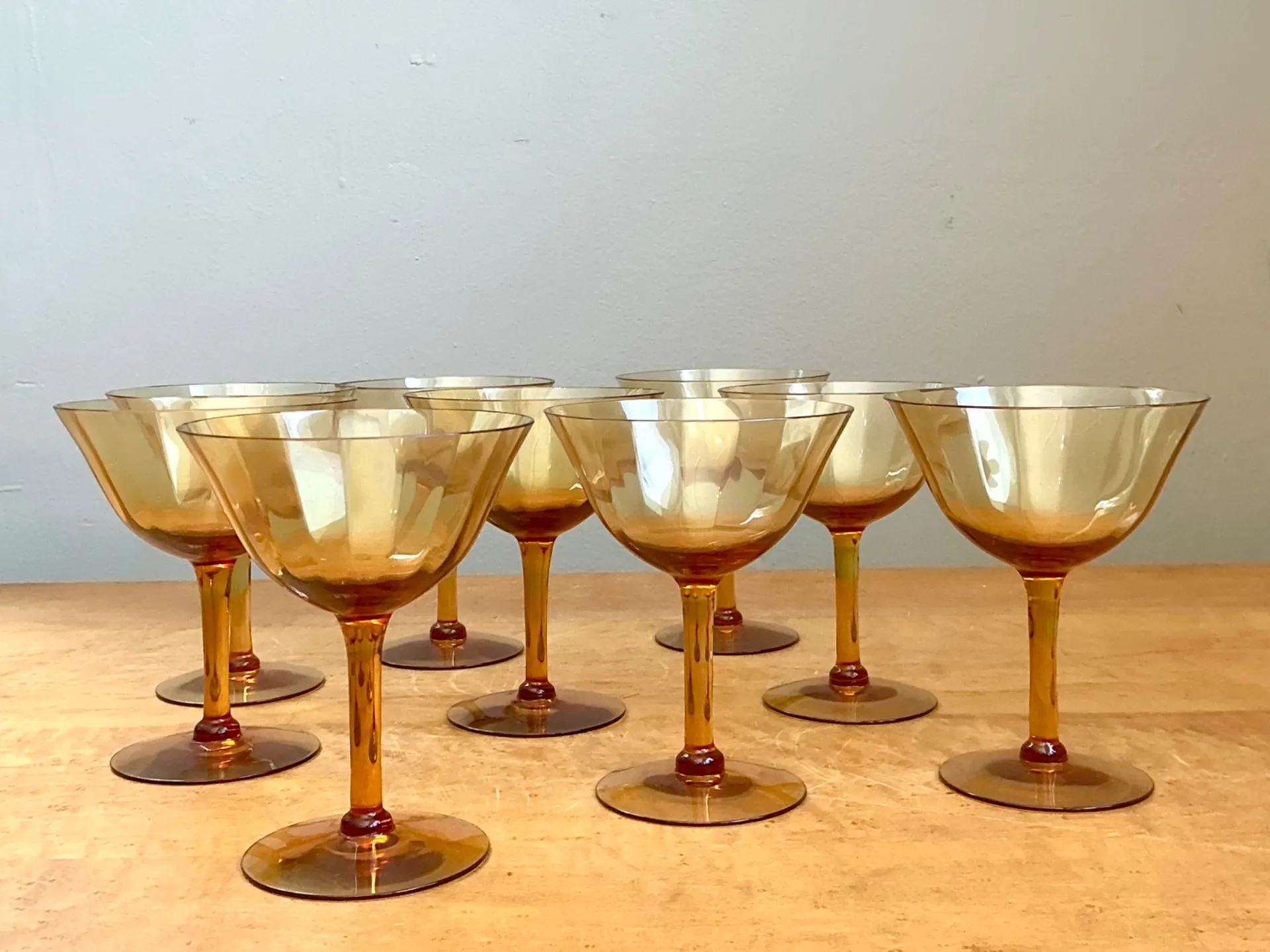 Vintage Amber Glass Coupes - Set of 9 — additional photo 3