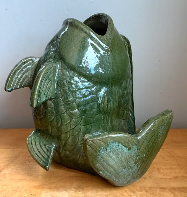Vintage Sculptural Fish Ceramic Floor Vase — additional photo 5