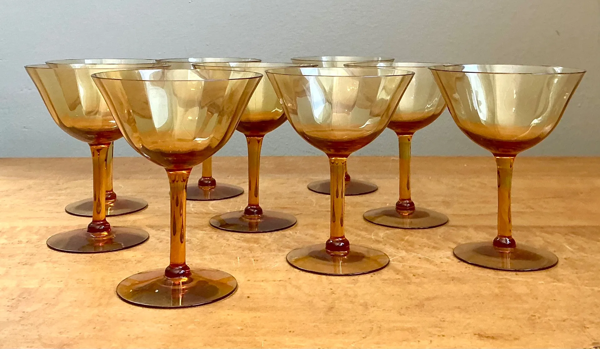 Vintage Amber Glass Coupes - Set of 9 — additional photo 1