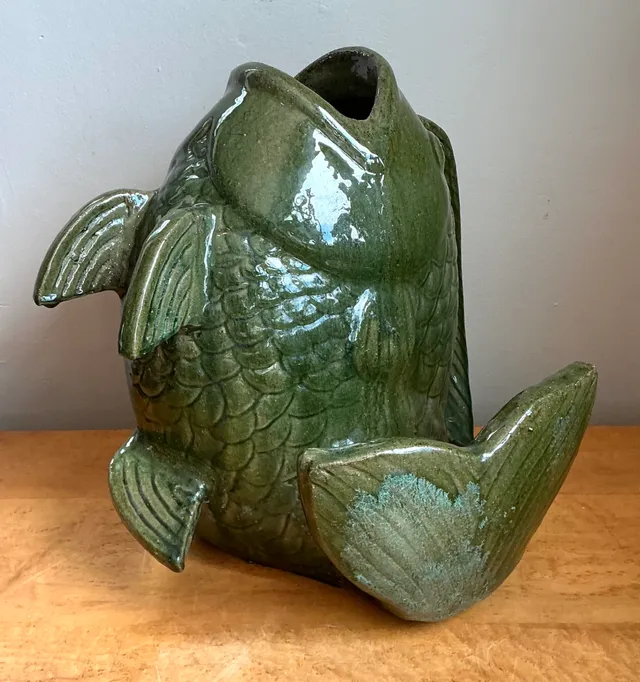 Vintage Sculptural Fish Ceramic Floor Vase — additional photo 6