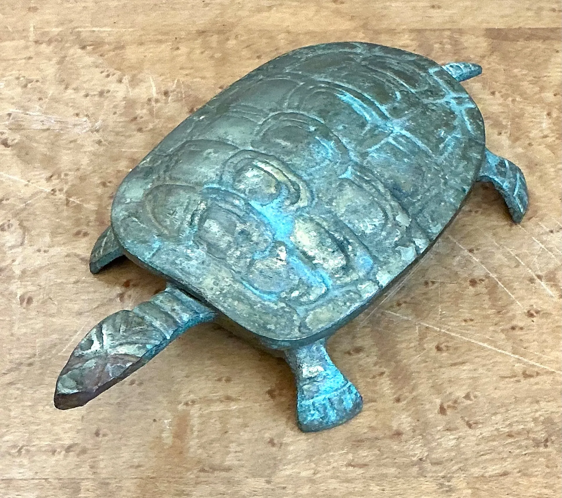 Vintage Patinated Metal Turtle Trinket Box — additional photo 8