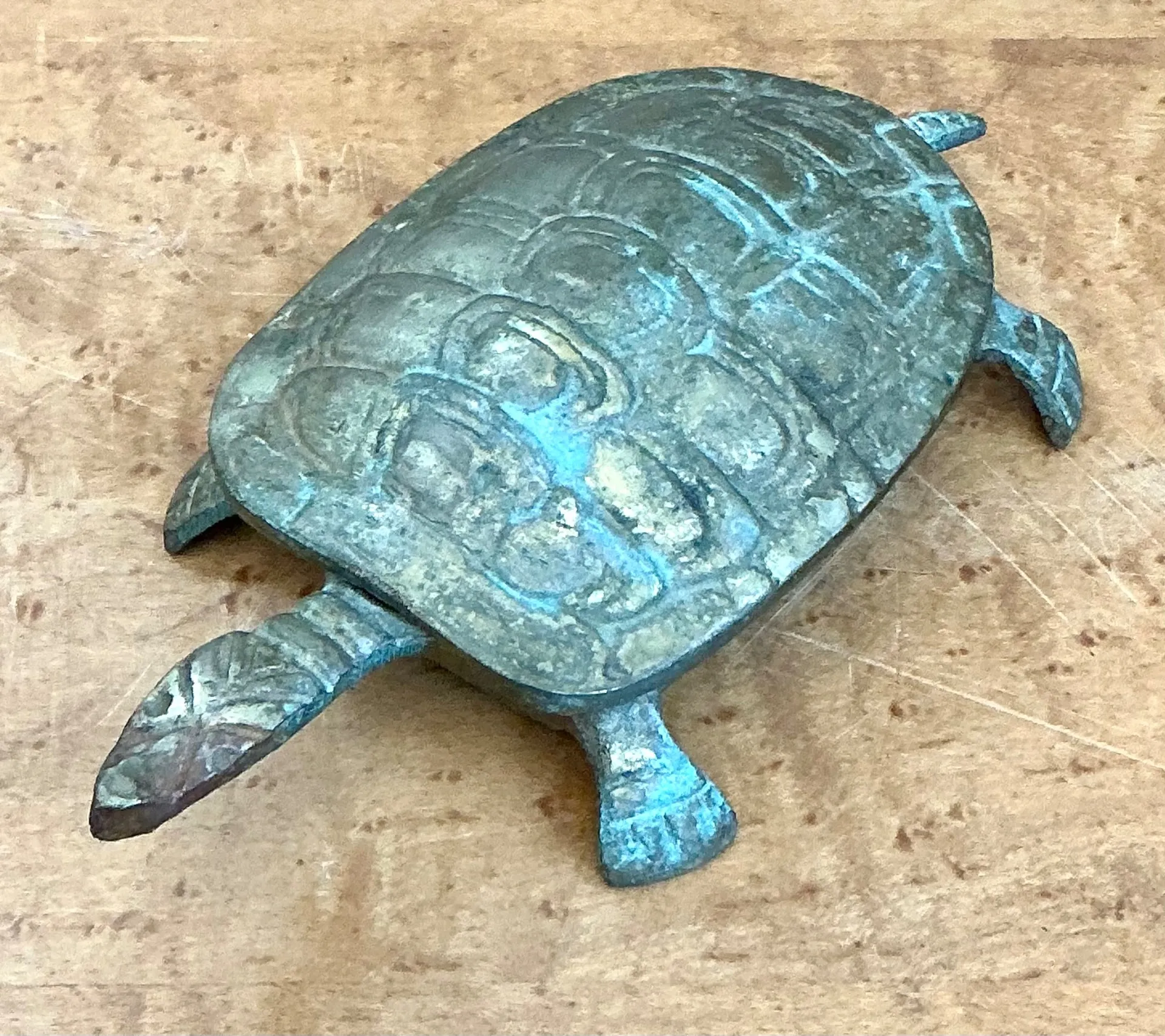 Vintage Patinated Metal Turtle Trinket Box — additional photo 6