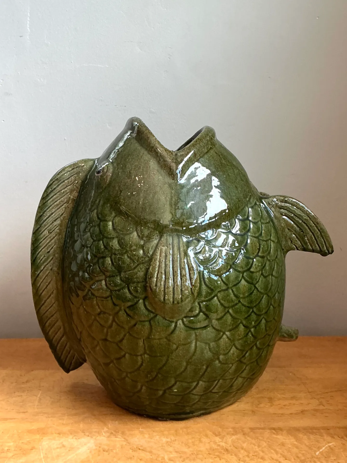 Vintage Sculptural Fish Ceramic Floor Vase — additional photo 3