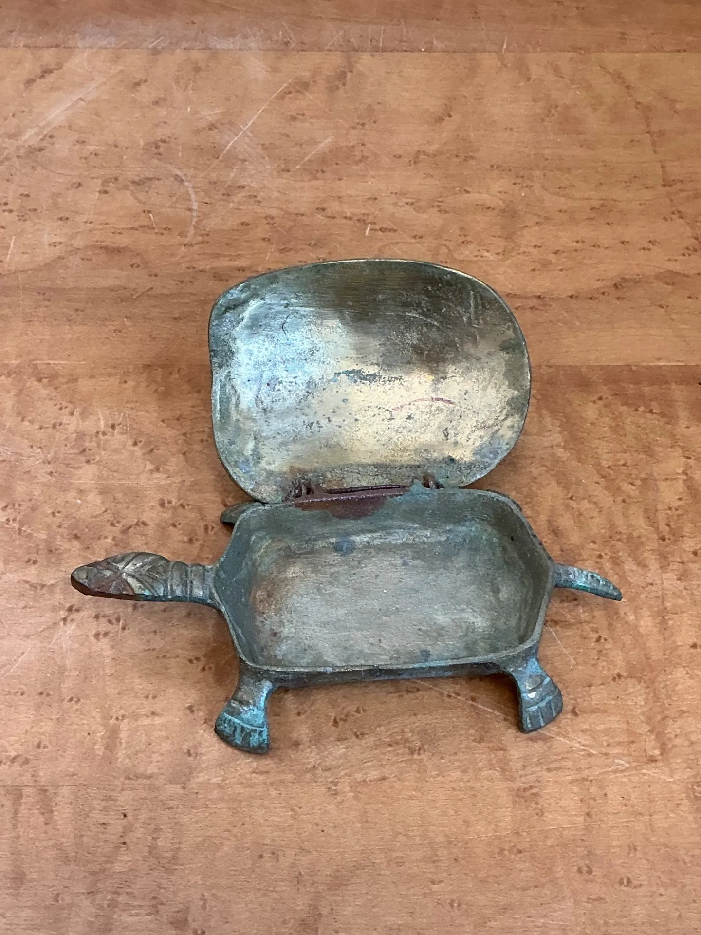 Vintage Patinated Metal Turtle Trinket Box — additional photo 2