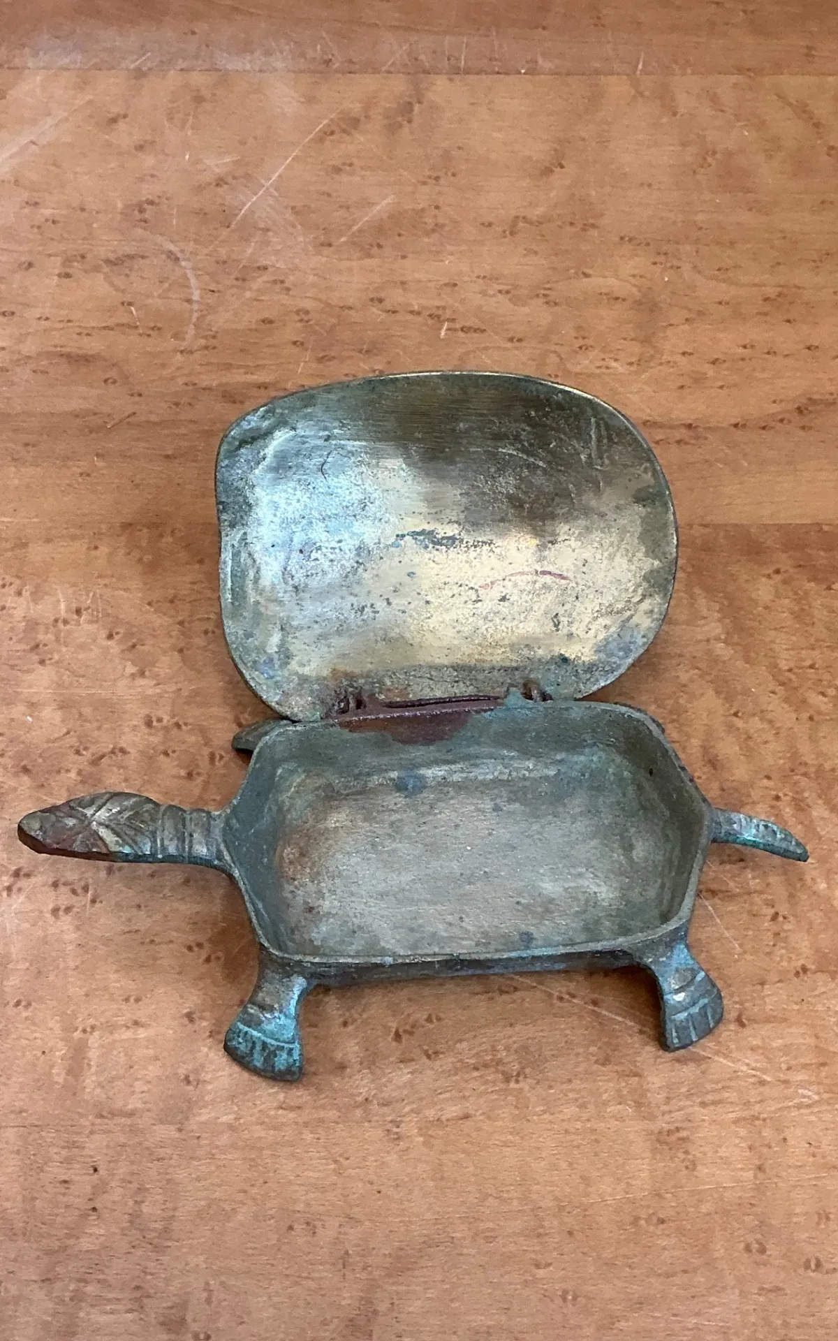 Vintage Patinated Metal Turtle Trinket Box — additional photo 2