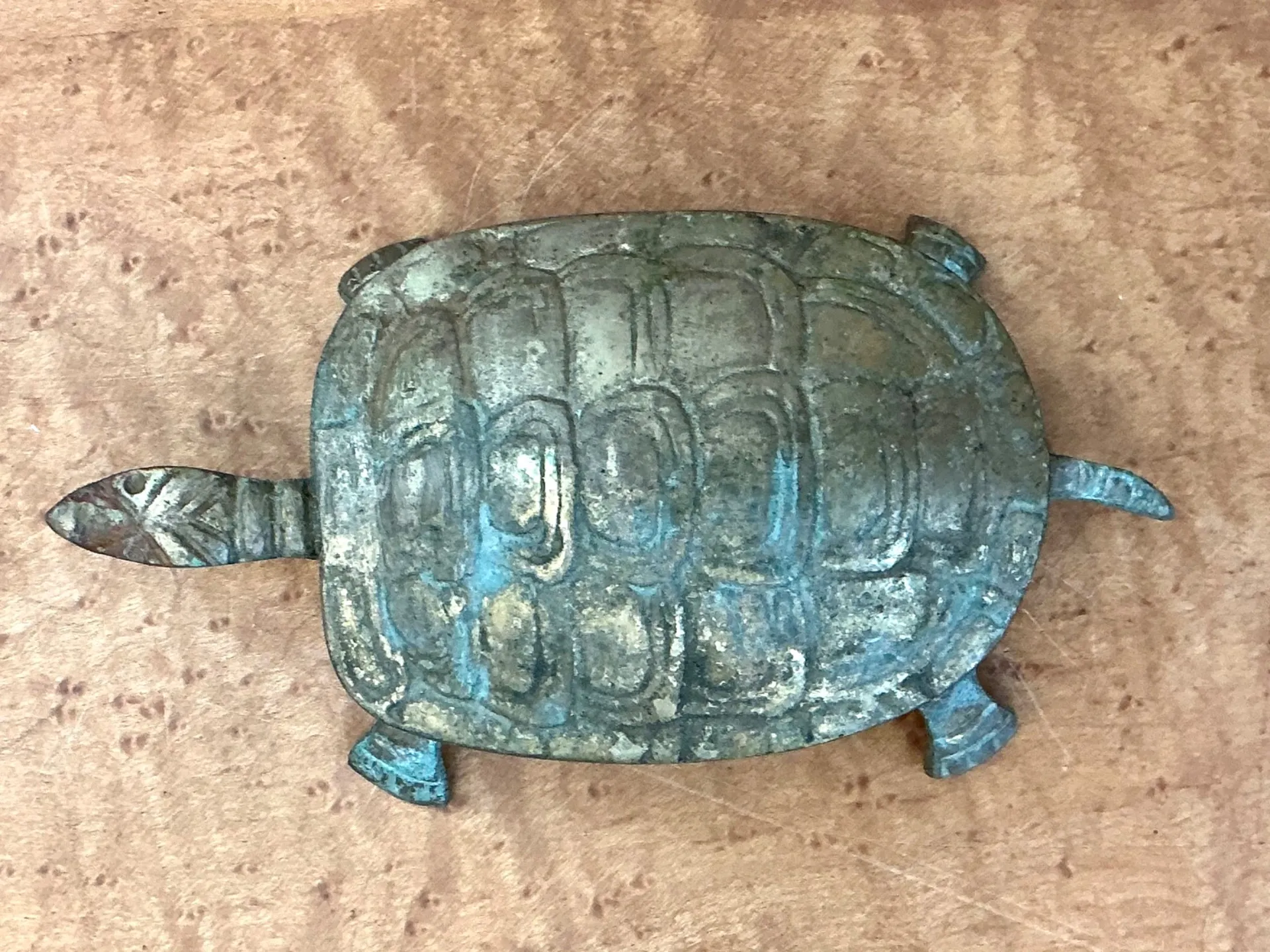 Vintage Patinated Metal Turtle Trinket Box — additional photo 5