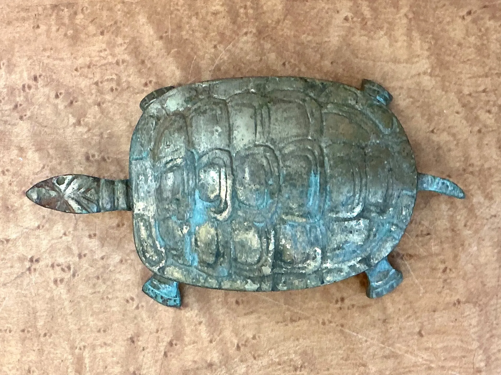 Vintage Patinated Metal Turtle Trinket Box — additional photo 3