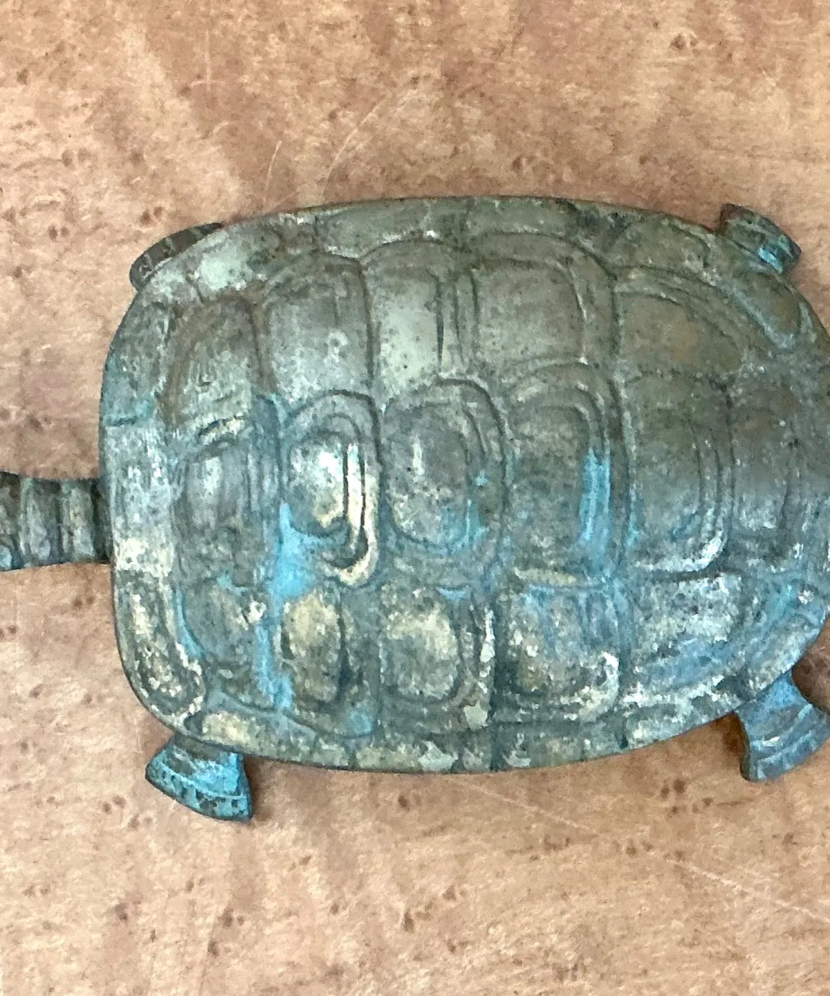 Vintage Patinated Metal Turtle Trinket Box