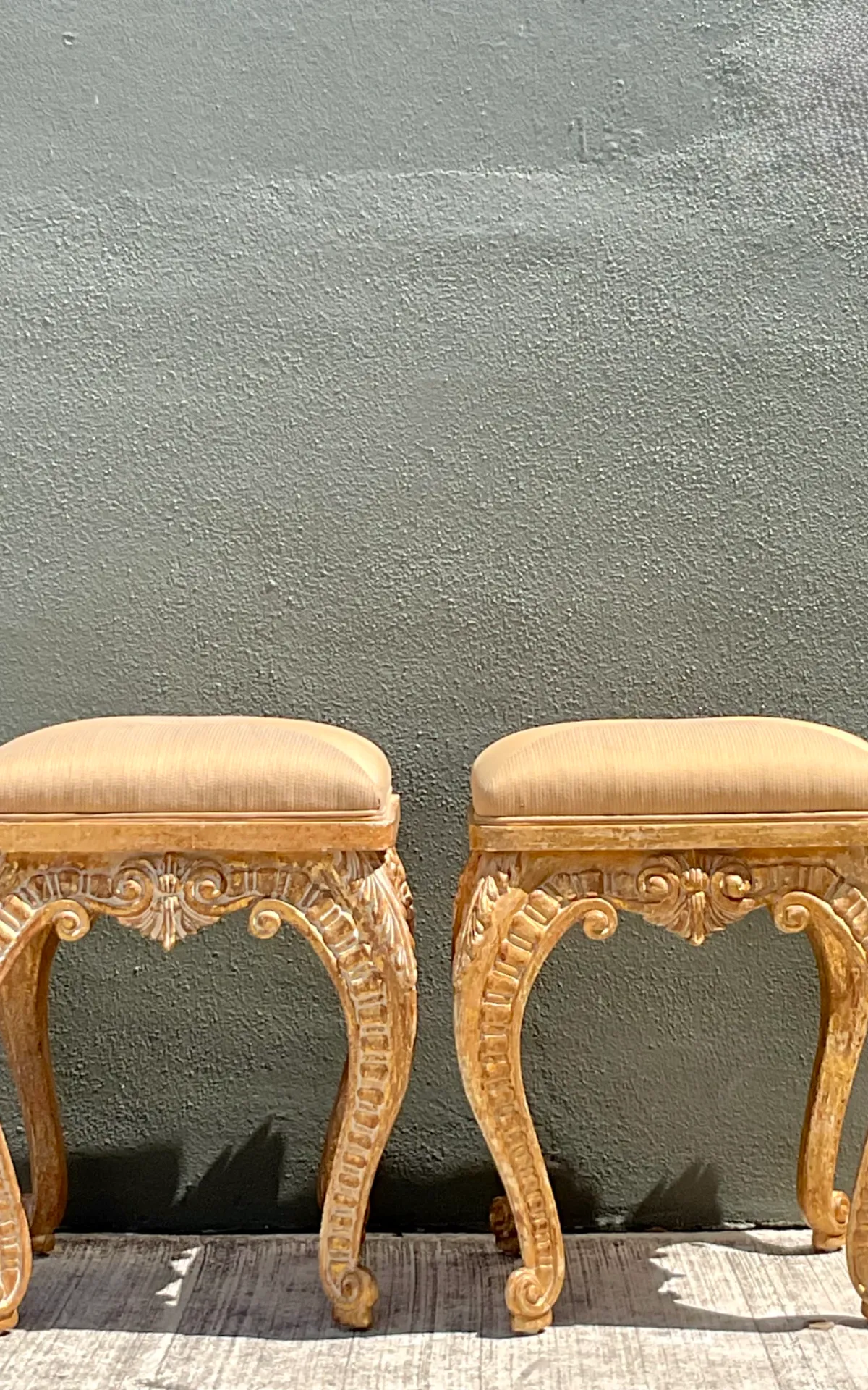 Vintage Casa D’Arte Paoletti Carved Wood Low Stools