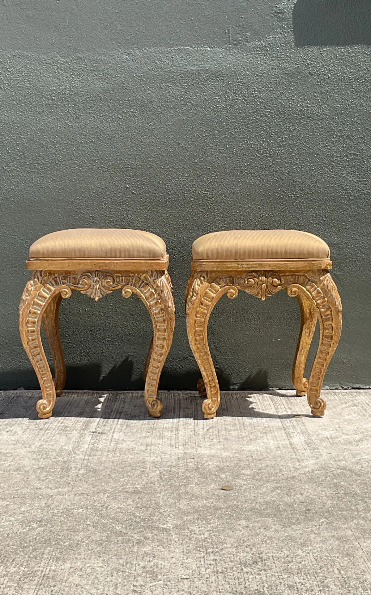 Vintage Casa D’Arte Paoletti Carved Wood Low Stools — additional photo 2