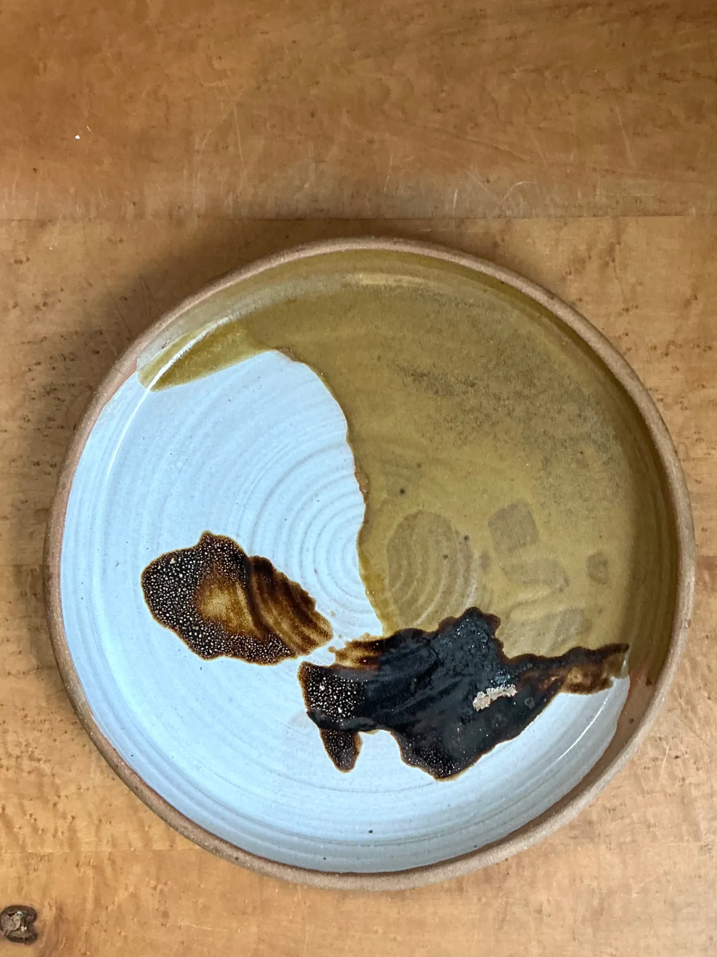 Vintage Abstract Glazed Ceramic Plate — additional photo 1