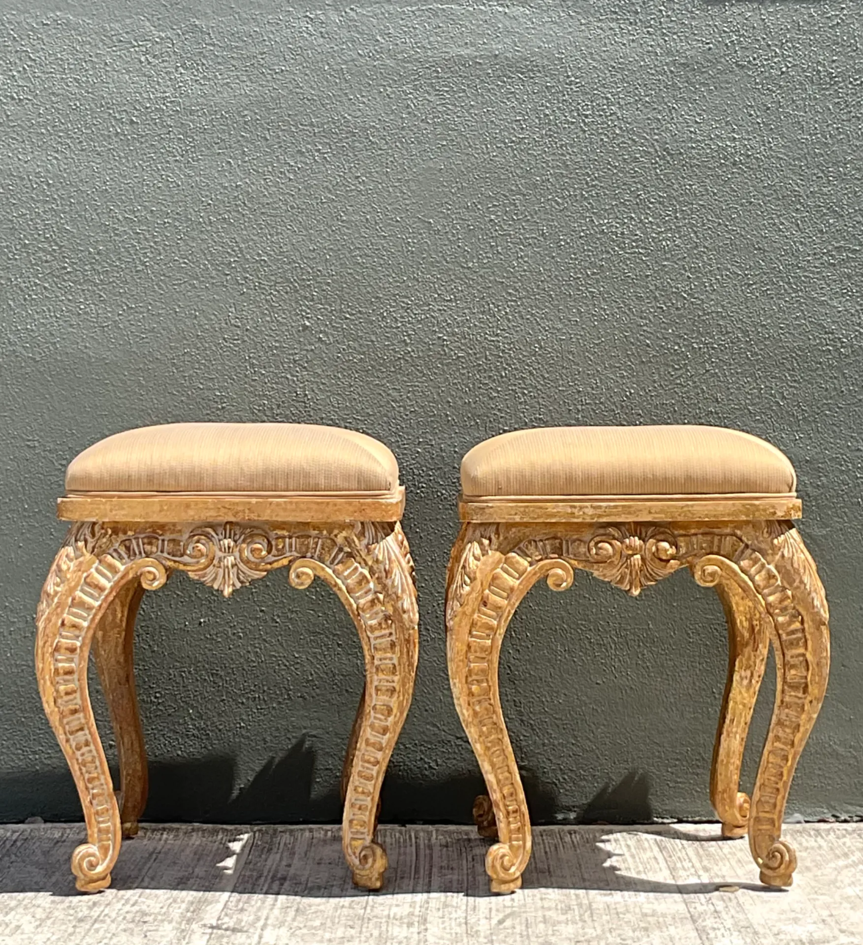 Vintage Casa D’Arte Paoletti Carved Wood Low Stools — additional photo 5