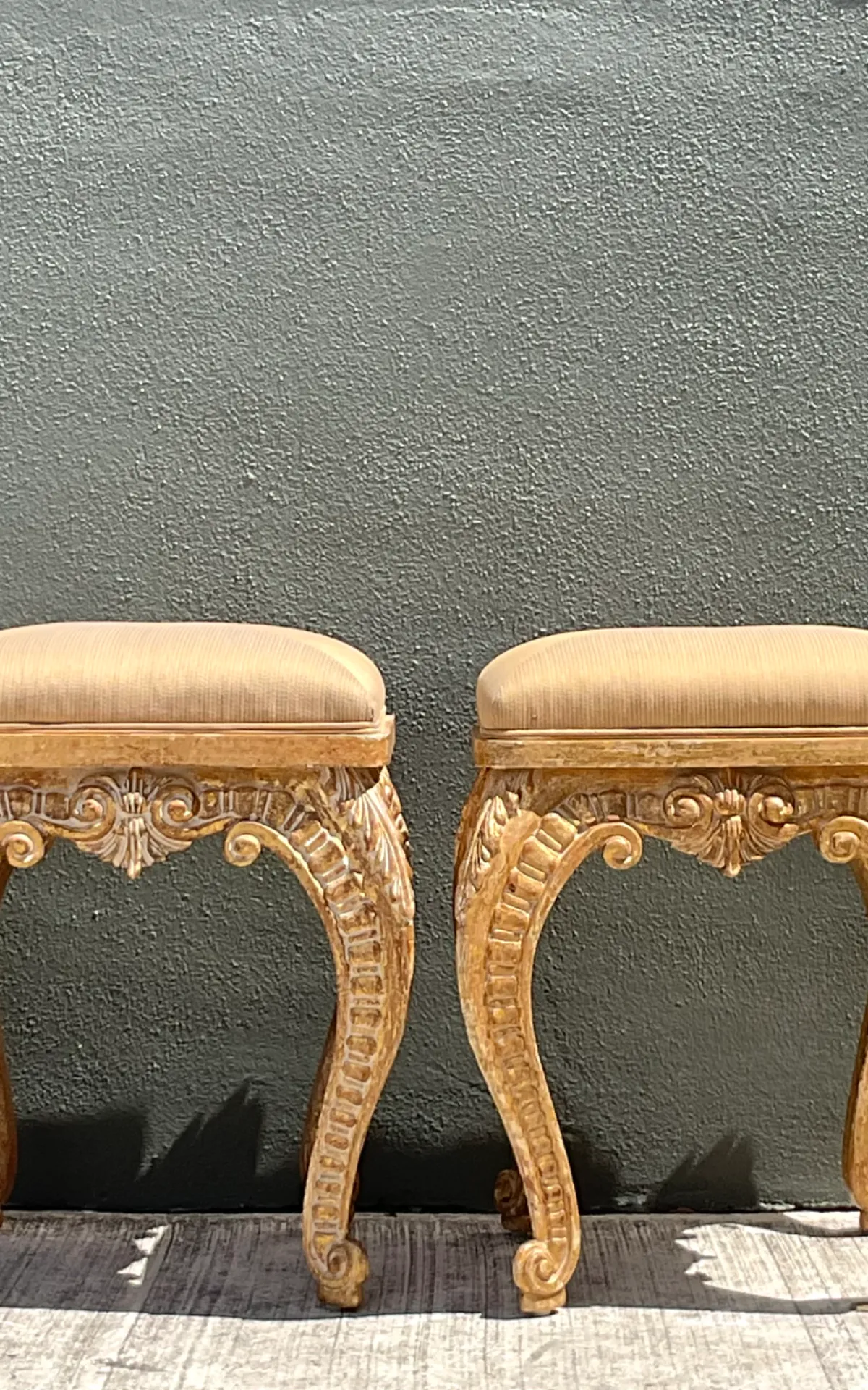 Vintage Casa D’Arte Paoletti Carved Wood Low Stools — additional photo 5