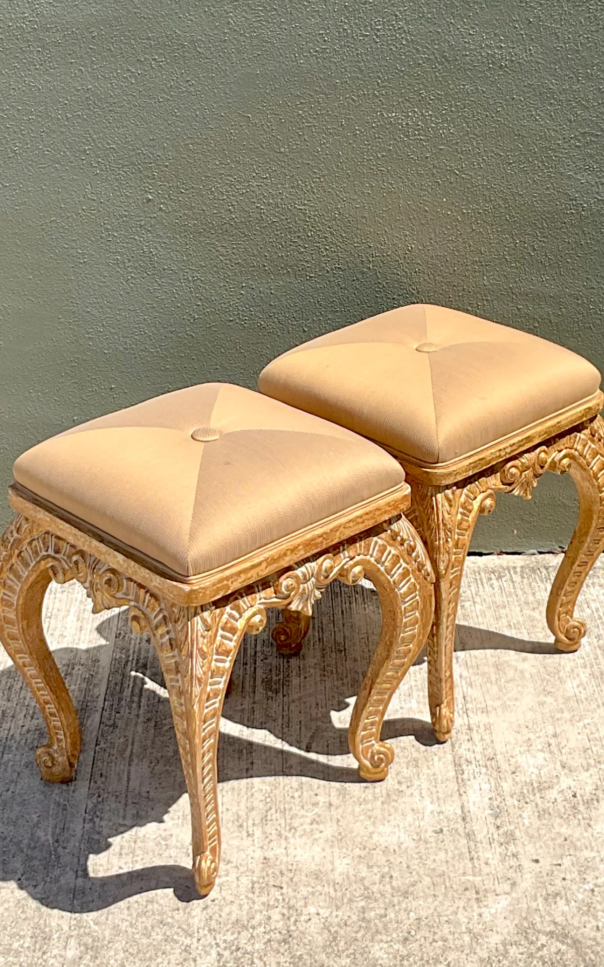 Vintage Casa D’Arte Paoletti Carved Wood Low Stools — additional photo 7