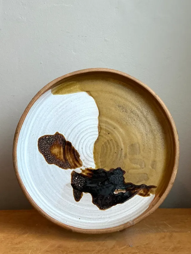 Vintage Abstract Glazed Ceramic Plate — additional photo 2